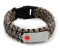 Camo Desert Medical ID Bracelet with Red Medical Emblem.